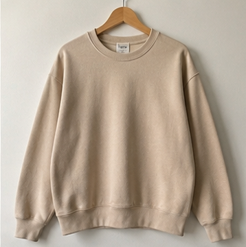 Beige Classic Crew Neck Sweatshirt